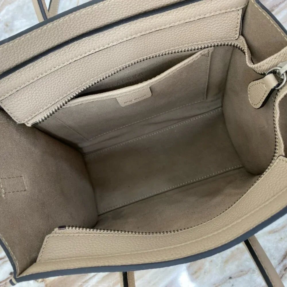 Celine Taupe Pebbled Leather Micro Luggage Crossbody - Picture 8 of 9